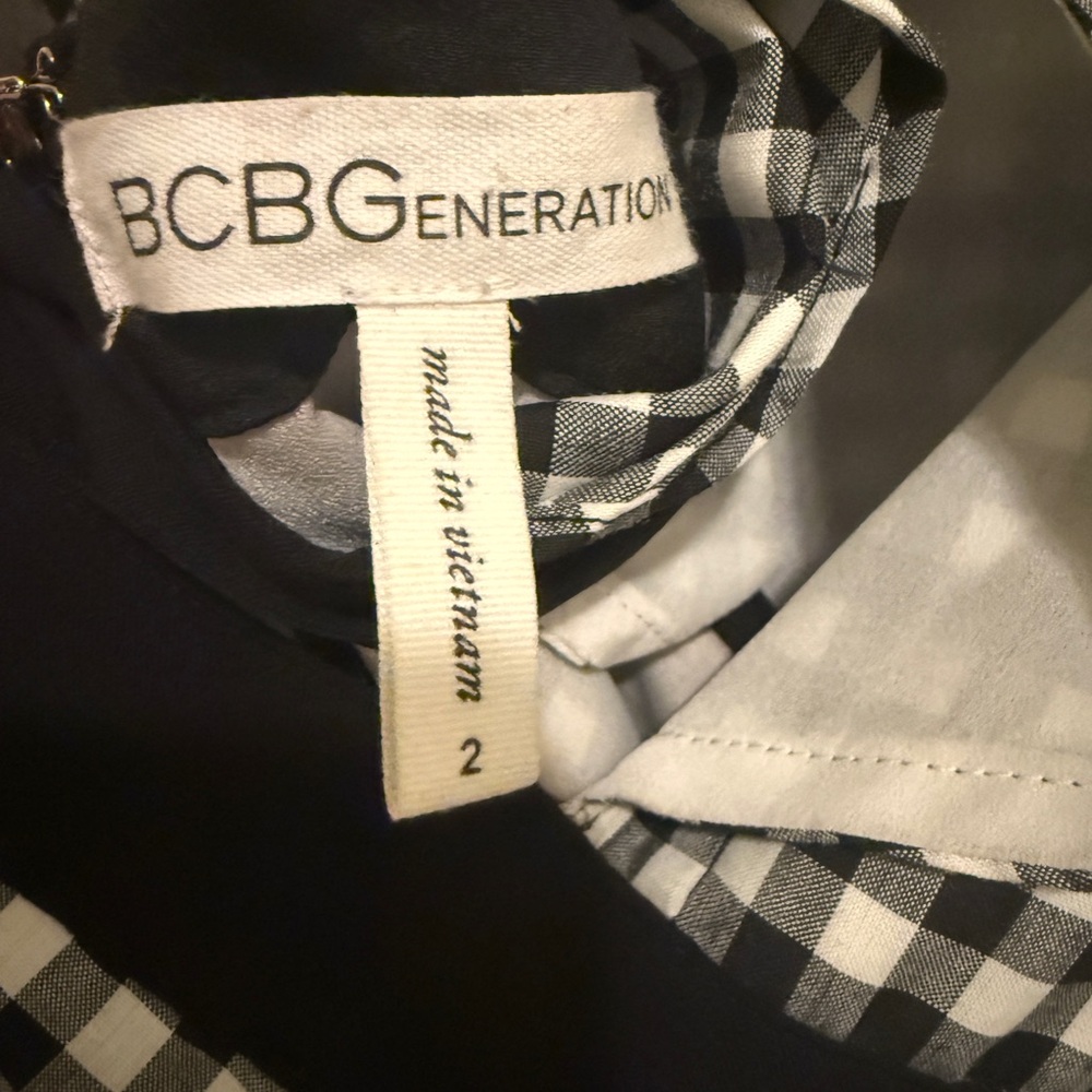 BCBGeneration Gingham Apron Dress | Size 2 | Black & White - Picture 5 of 5